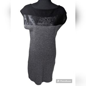 Theory cashmere mini sheath dress.  Sequin embellishments. Size Medium